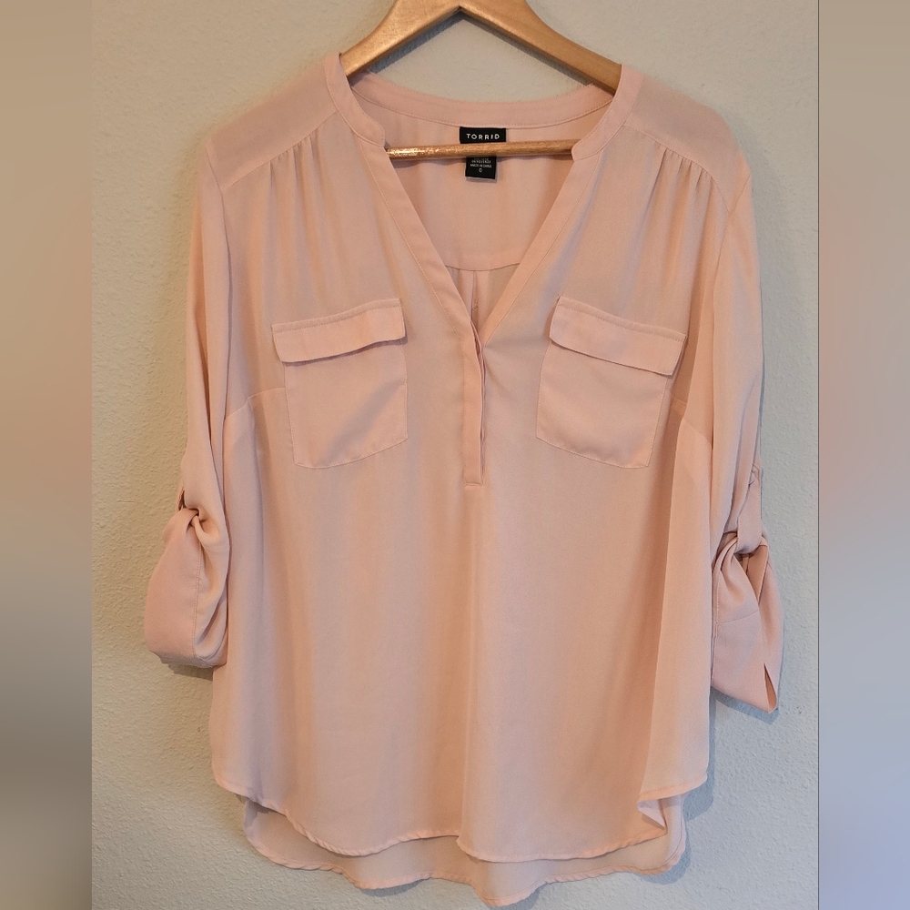 Torrid Light Pink Blouse with Pockets